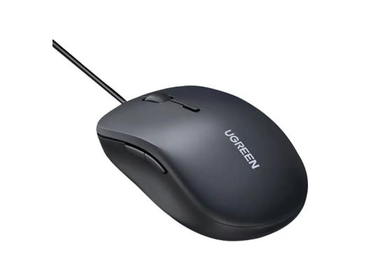 UGREEN MU002 Silent Wired Mouse Adjustable DPI Ergonomics Wired USB Mouse - Black